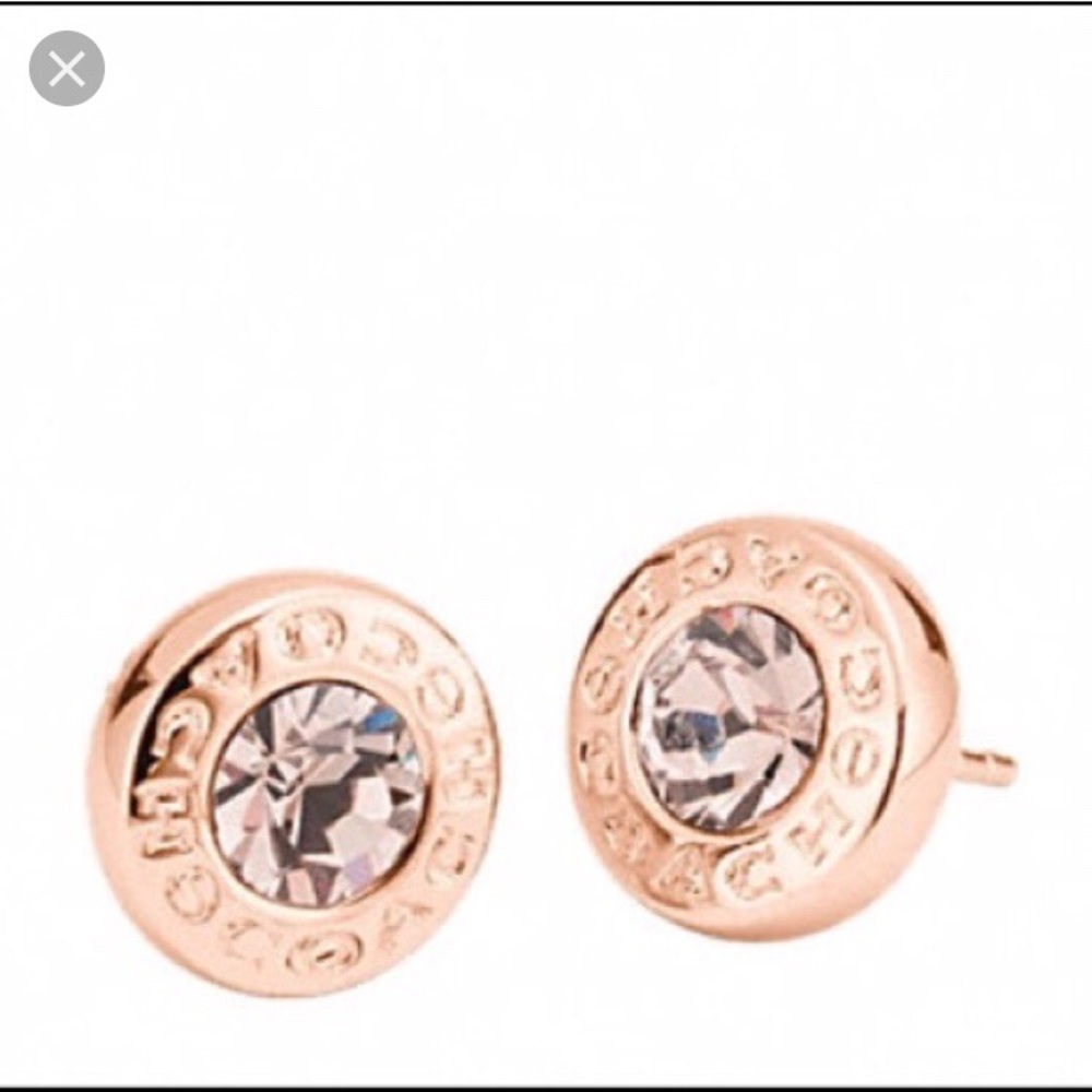NWT Coach Circle Stone Studs in Rose gold